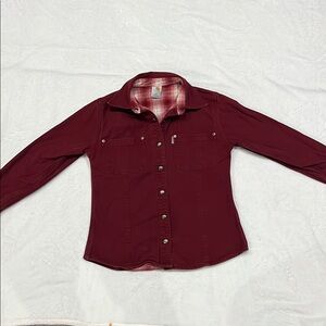 Carhartt Women's Red Canvas Flannel Lined Shirt Jacket